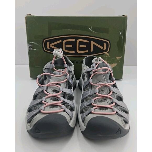 Keen US 7 Astoria West Womens Grey Coral Pink Closed Toe Trail Sandals - Picture 2 of 7